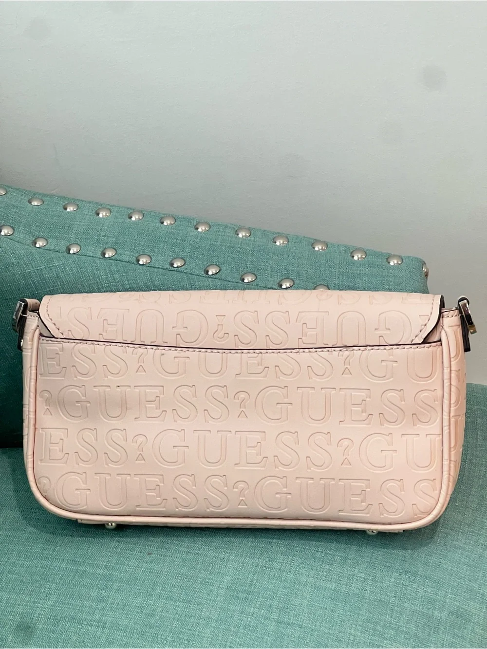 Guess Blush Pink Embossed G-Clasp Shoulder Bag